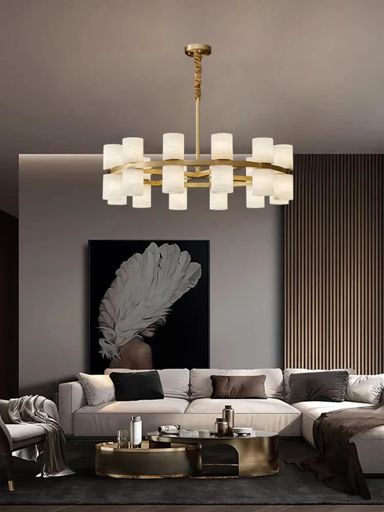 Elegant White Stone Table Lamp - BritishElegance