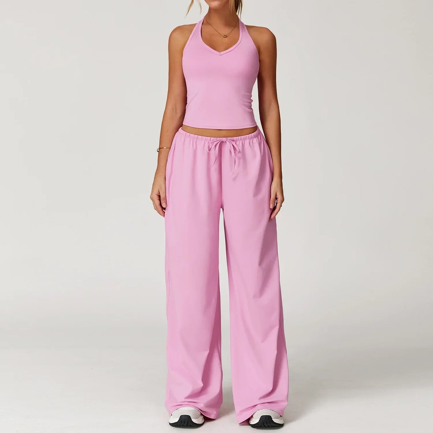 Women's Breathable Ribbed Tank & Elastic Waist Pants