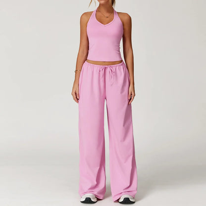 Women's Breathable Ribbed Tank & Elastic Waist Pants