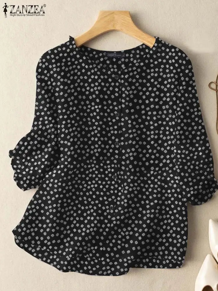 Women's Pretty Floral 3/4 Sleeve Blouse Top