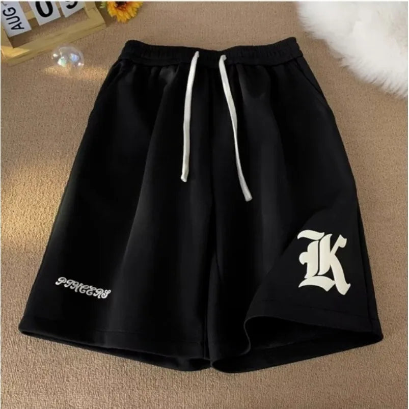 Large Graphic Print Loose Fit Street Shorts