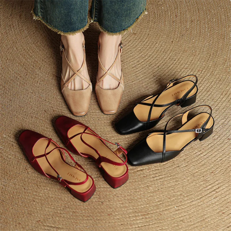 Elavie Genuine Leather Heels
