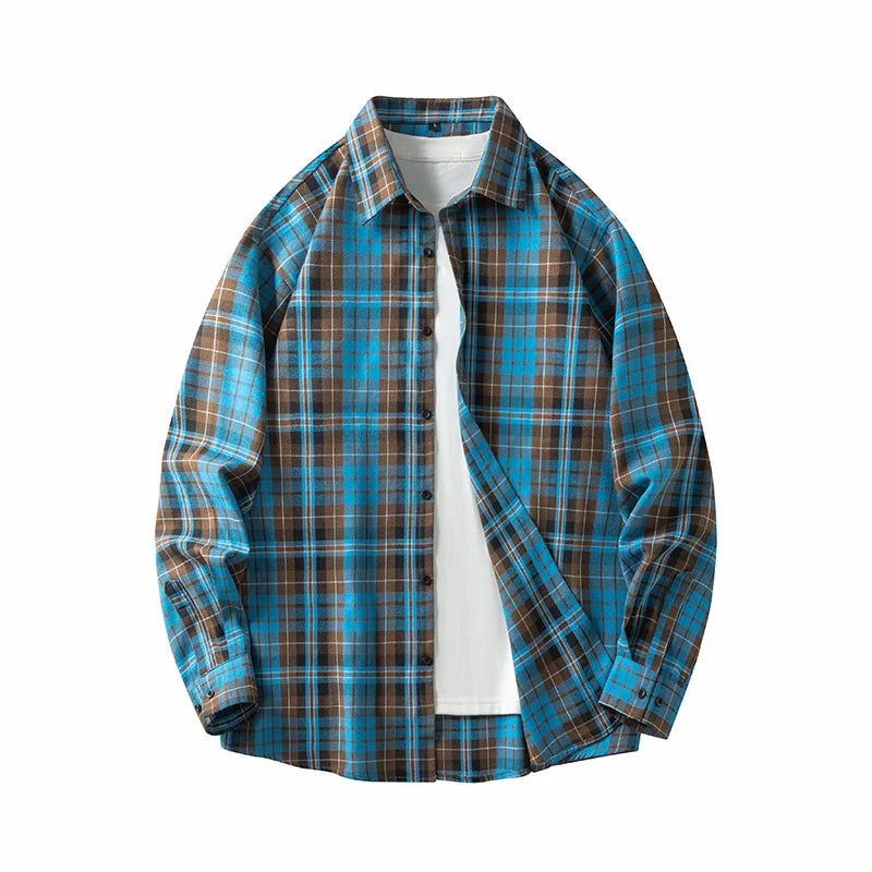 Comfortable Plaid Cotton Shirt - Cozy Long Sleeve Casual Wear