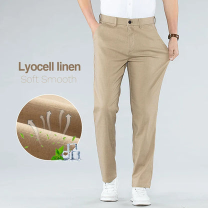 Lightweight Comfortable Linen Blend Straight Pants - BritishElegance
