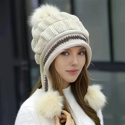 Warm Faux Fur Winter Beanie Hat