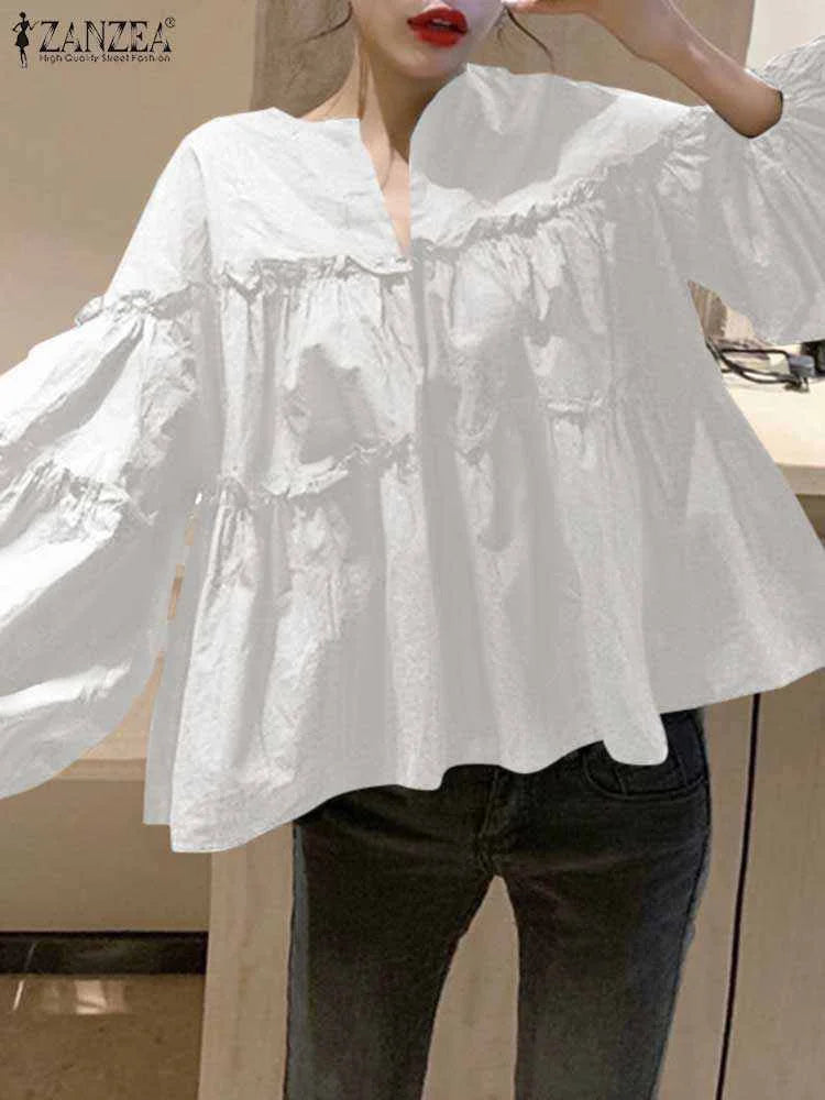 Chic Ruffled Bell Sleeve Woman's Blouse Top