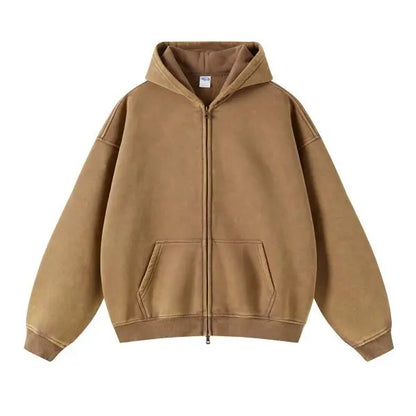 Fashionable Distressed Full Zip Street Hoodie
