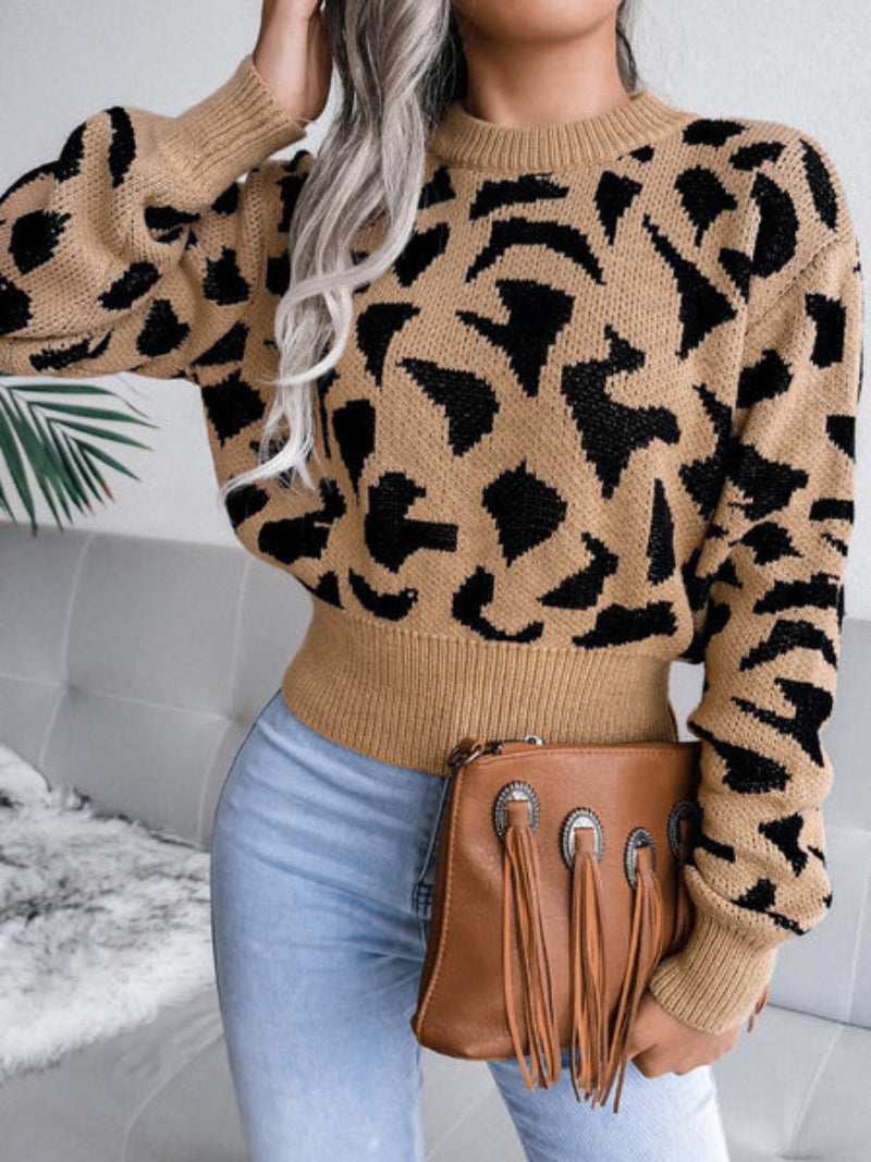 Women's Fashionable Jaguar Print Jumper Sweater