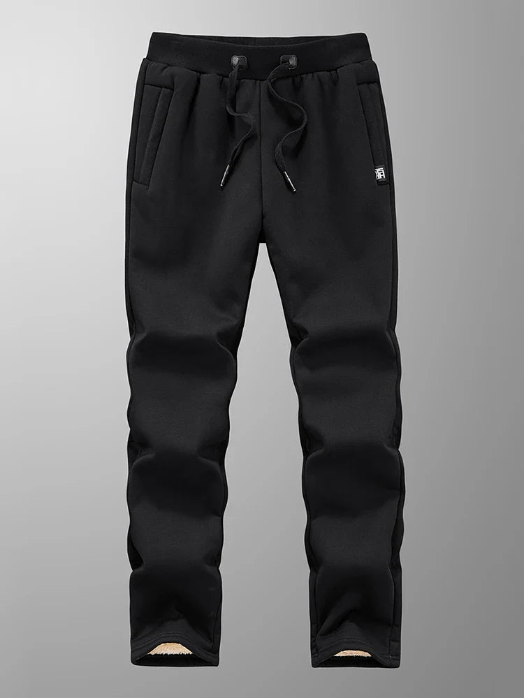 Warm Men's Fleece Jogger Pants with Zip Pockets