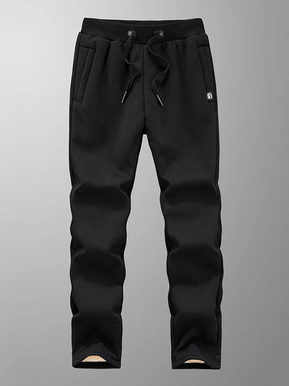 Warm Men's Fleece Jogger Pants with Zip Pockets