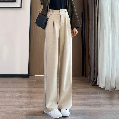 Comfortable Fit Wool Straight Leg Pants