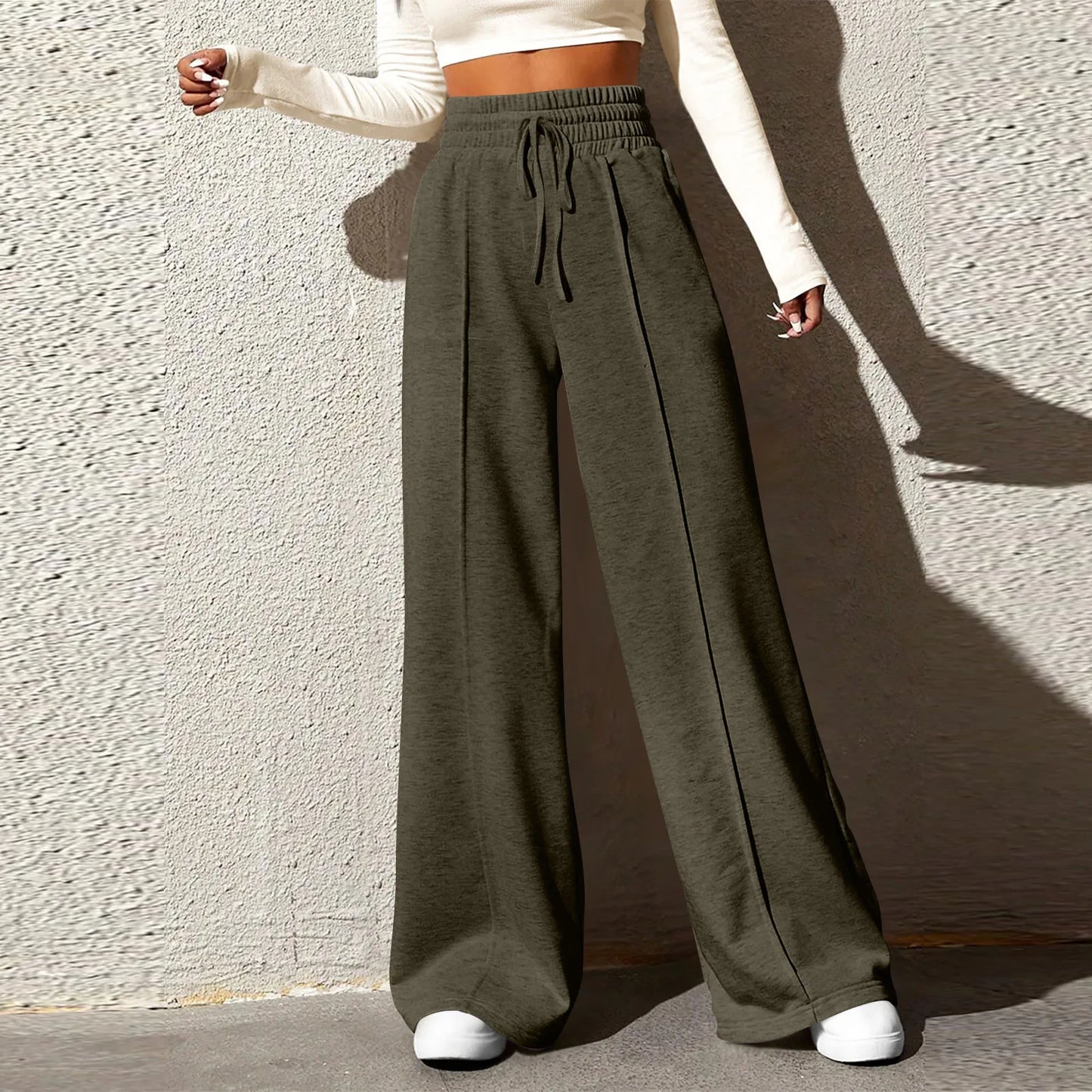 Comfortable Elastic Waist Wide Leg Joggers