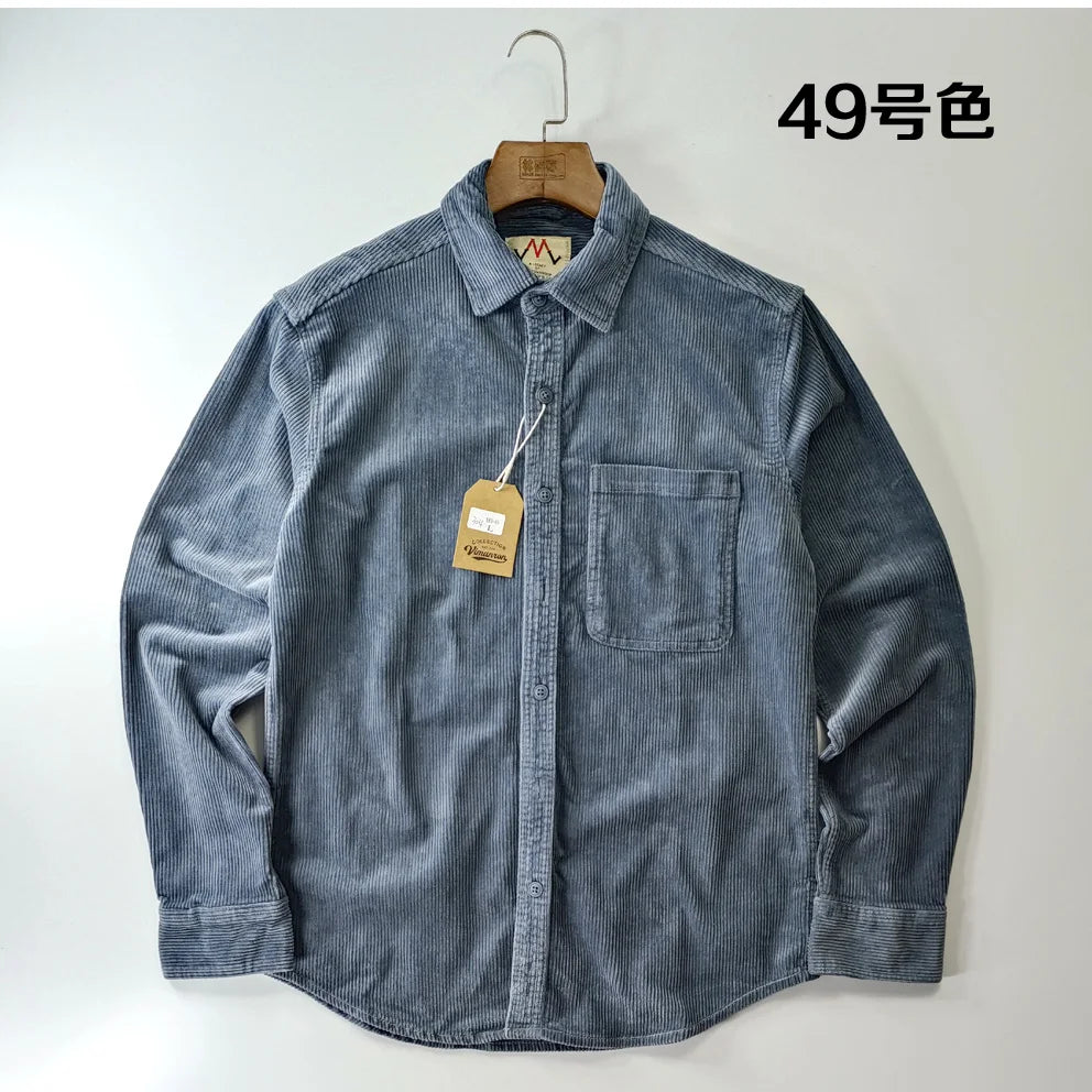 Classic Casual Corduroy Shirt for Men - Cotton Long Sleeve