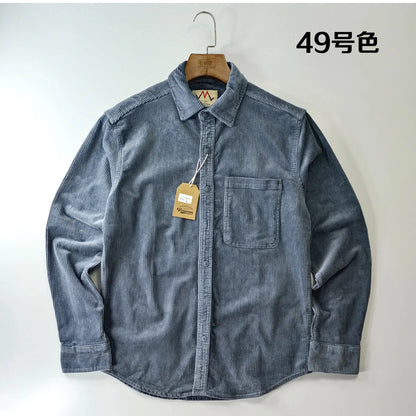 Classic Casual Corduroy Shirt for Men - Cotton Long Sleeve
