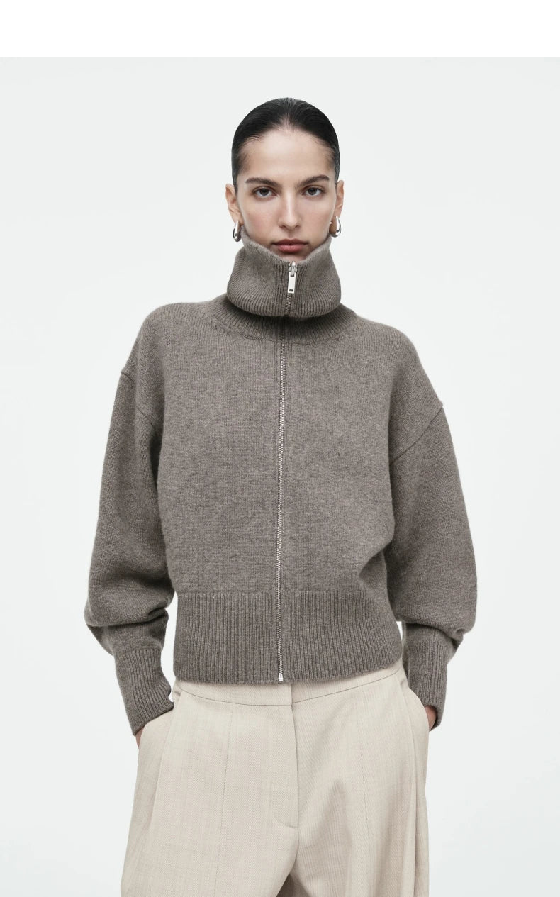 Warm Knitted Women's Bomber Coat - BritishElegance