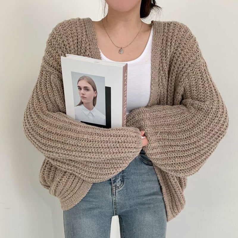 Women's Cozy Open Front Cardigan Sweater - BritishElegance