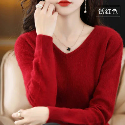 Luxury Soft Cashmere V-Neck Sweater for Women