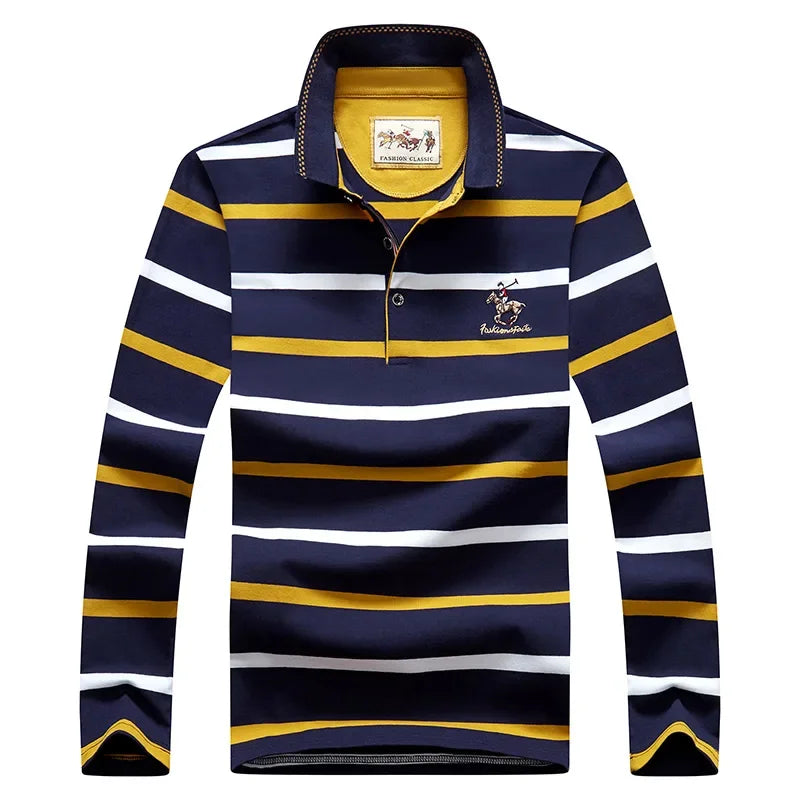 Classic Men's Striped Polo Cotton Shirt