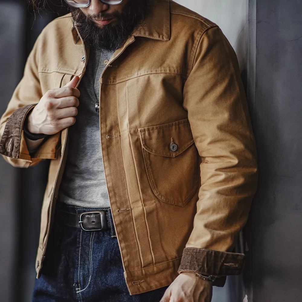 Classic Cotton Field Jacket - Durable Beige Work Coat - BritishElegance