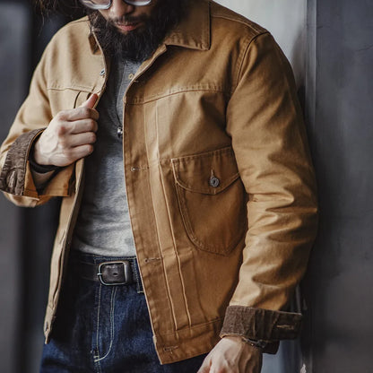 Classic Cotton Field Jacket - Durable Beige Work Coat - BritishElegance