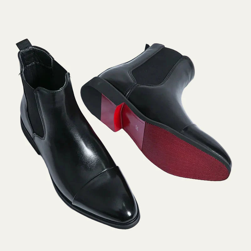 Men’s Polished Leather Cap Toe Chelsea Boots