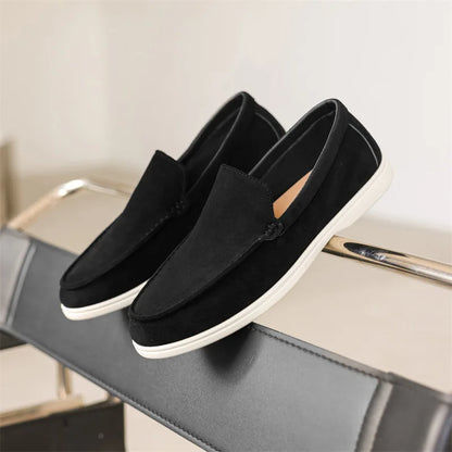 Men's Brown Suede Slip-On Loafers - Comfortable Grip Shoes