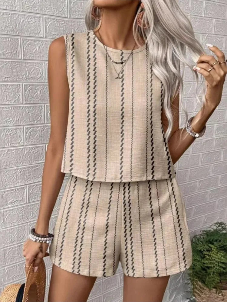 Breathable Summer Tank Top and Shorts Outfit Set - BritishElegance