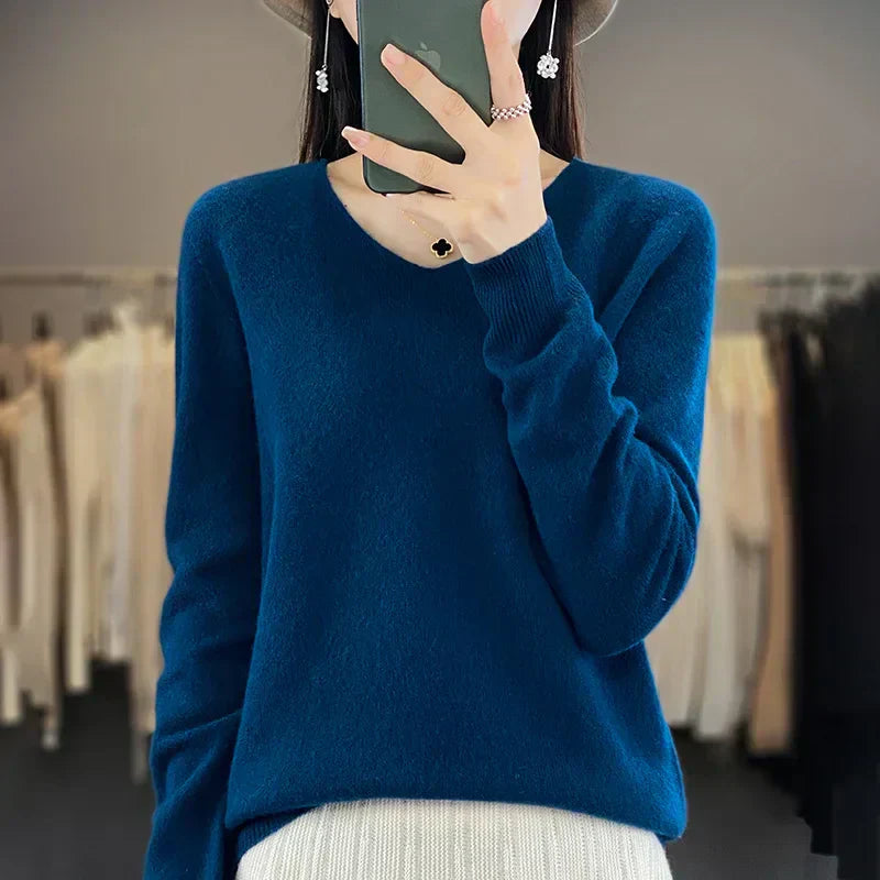 Warm Australian Merino Wool V-Neck Sweater