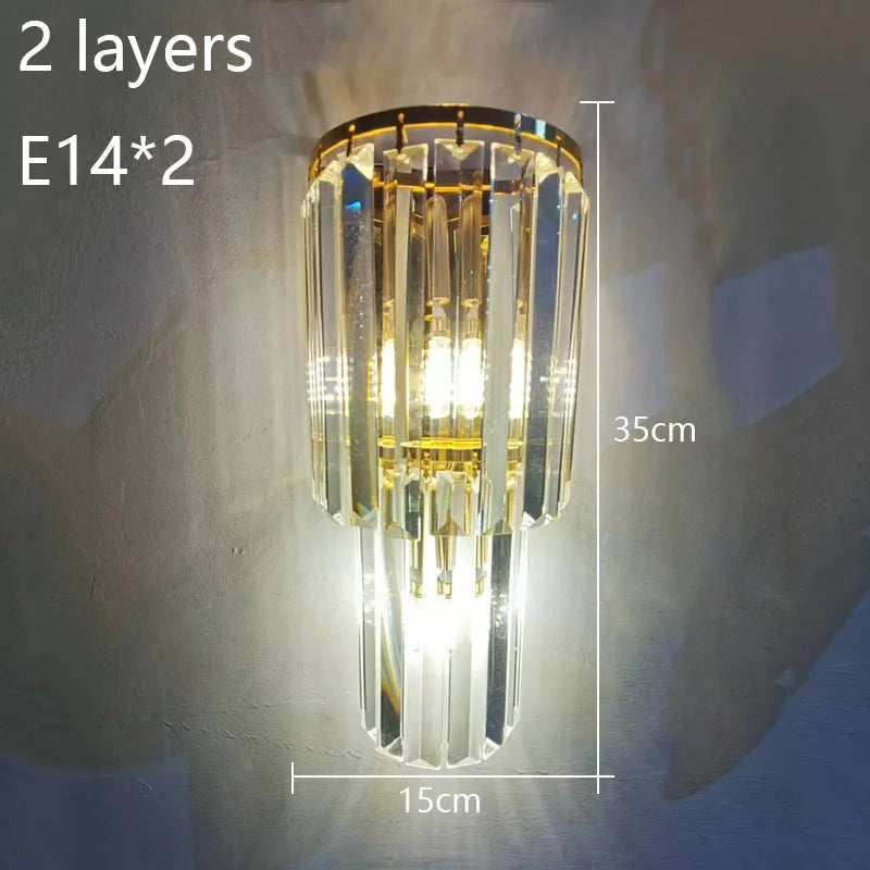 Sparkling Crystal Column Wall Light With Soft Glow