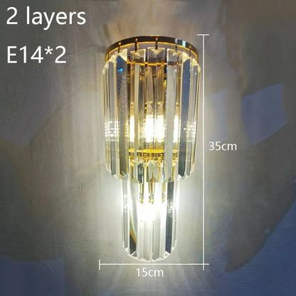Sparkling Crystal Column Wall Light With Soft Glow