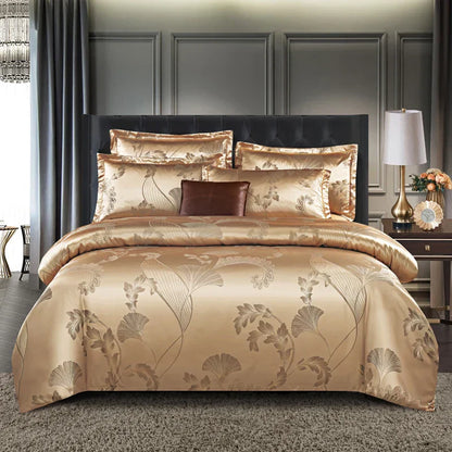 Luxury Soft Gold Blue Bedding Duvet Cover Set