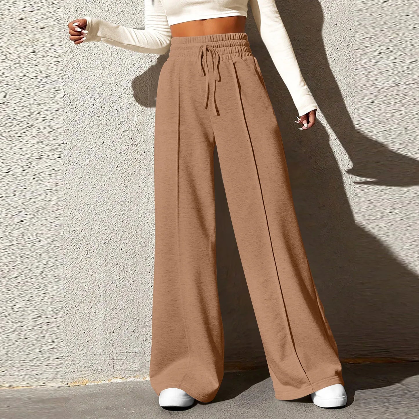 Comfortable Elastic Waist Wide Leg Joggers