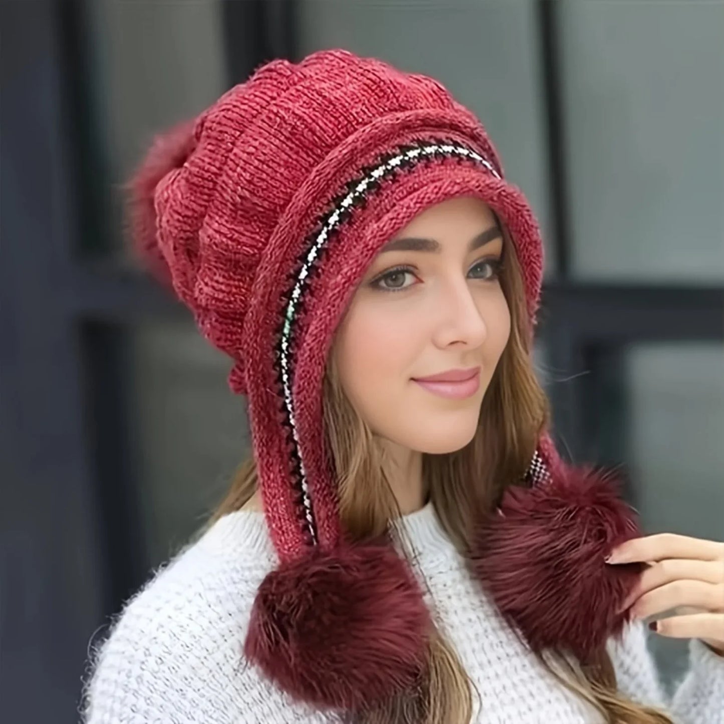 Warm Faux Fur Winter Beanie Hat