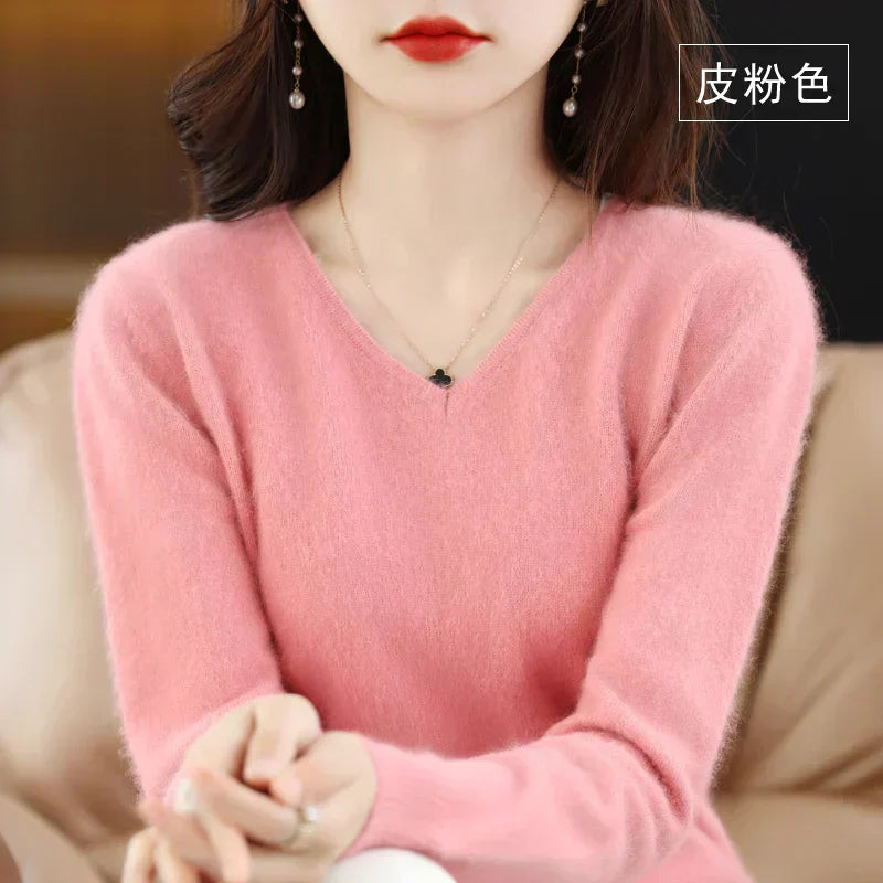Luxury Soft Cashmere V-Neck Sweater for Women