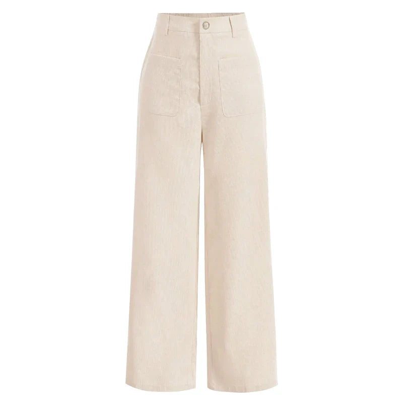 Classic High Waisted Wide Leg Women's Pants with Pockets