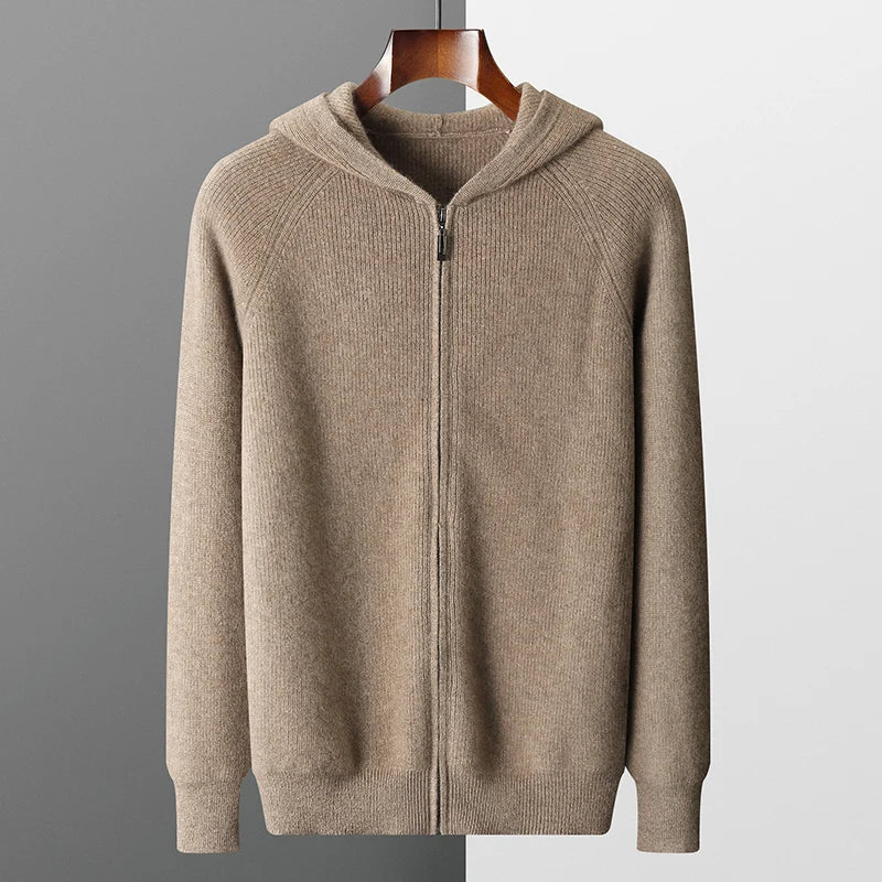 Warm Mens Knit Zip Up Jacket - BritishElegance