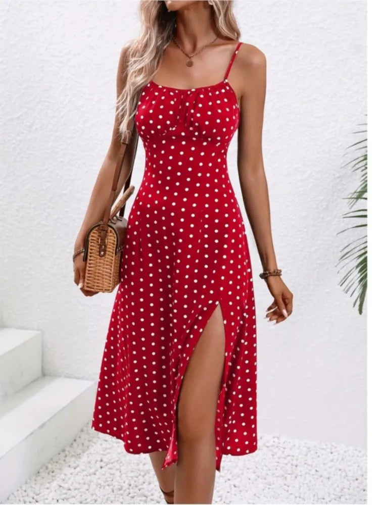 Classic Dot Sundress with Thin Straps - BritishElegance