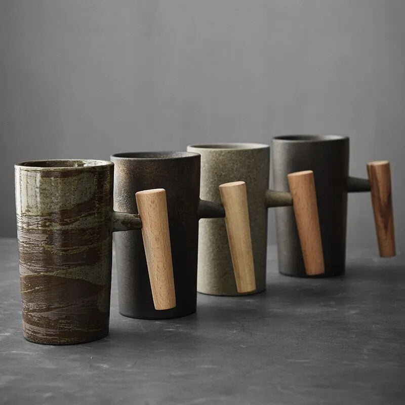 Earthy Ceramic Coffee Mugs Natural Stone Collection - BritishElegance