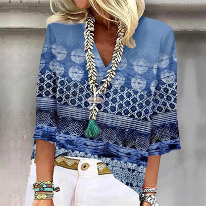 Relaxed Fit Floral V-Neck T-Shirt – Casual Summer Top