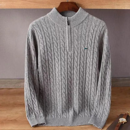 Classic Crew Neck Zip Sweater