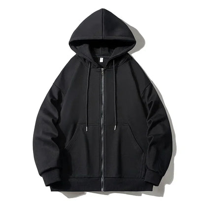 Large Size Mens Zip Up Hooded Jacket
