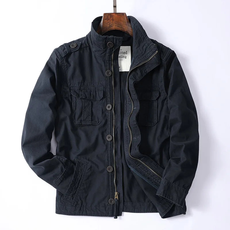 Classic Blue Cargo Jacket for Men - BritishElegance