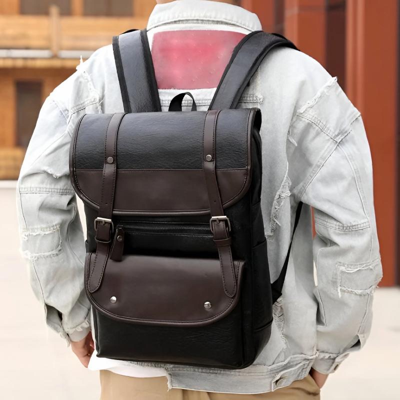 Joshua Structured Backpack | Flap Closure Buckle Detail Backpack
