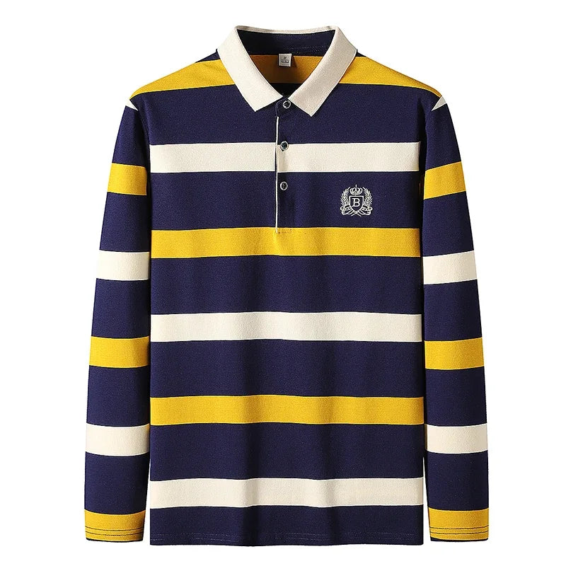 Classic Men's Striped Polo Cotton Shirt