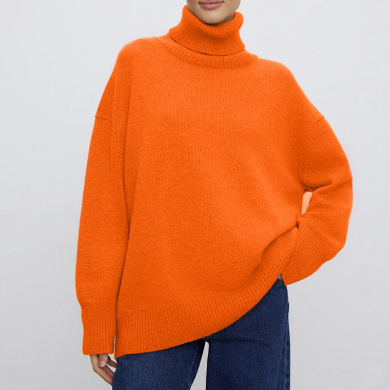 Cozy Oversized Winter Knit Turtleneck Sweater