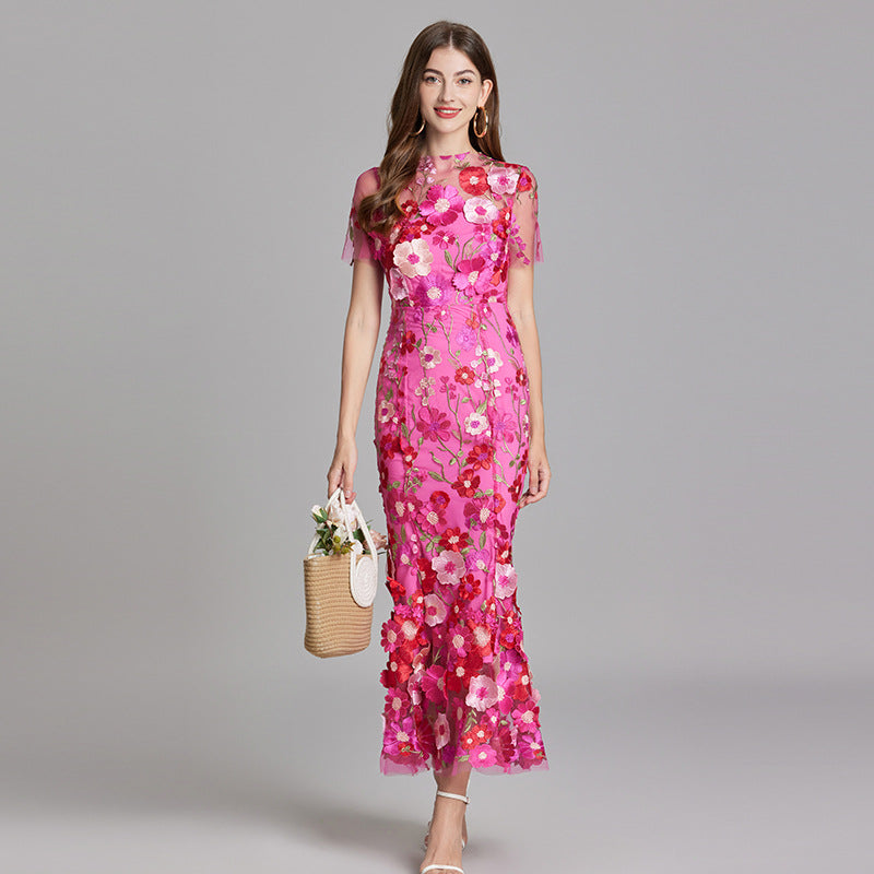 Marivelle – Elegant Embroidered Sheer Maxi Dress