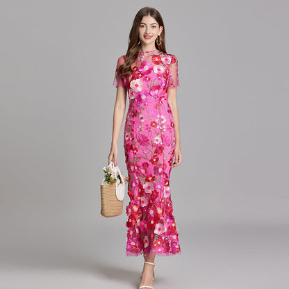 Marivelle – Elegant Embroidered Sheer Maxi Dress
