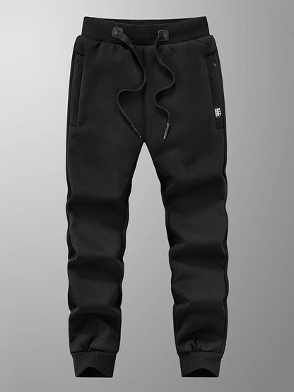 Warm Men's Fleece Jogger Pants with Zip Pockets