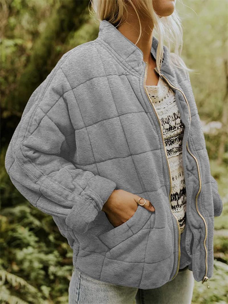 Warm Padded Zip Up Quilted Jacket