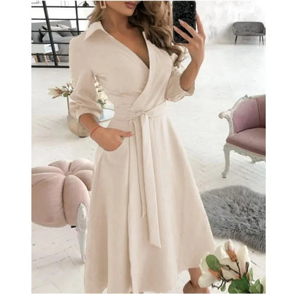 Elegant Long Sleeve Wrap Dress